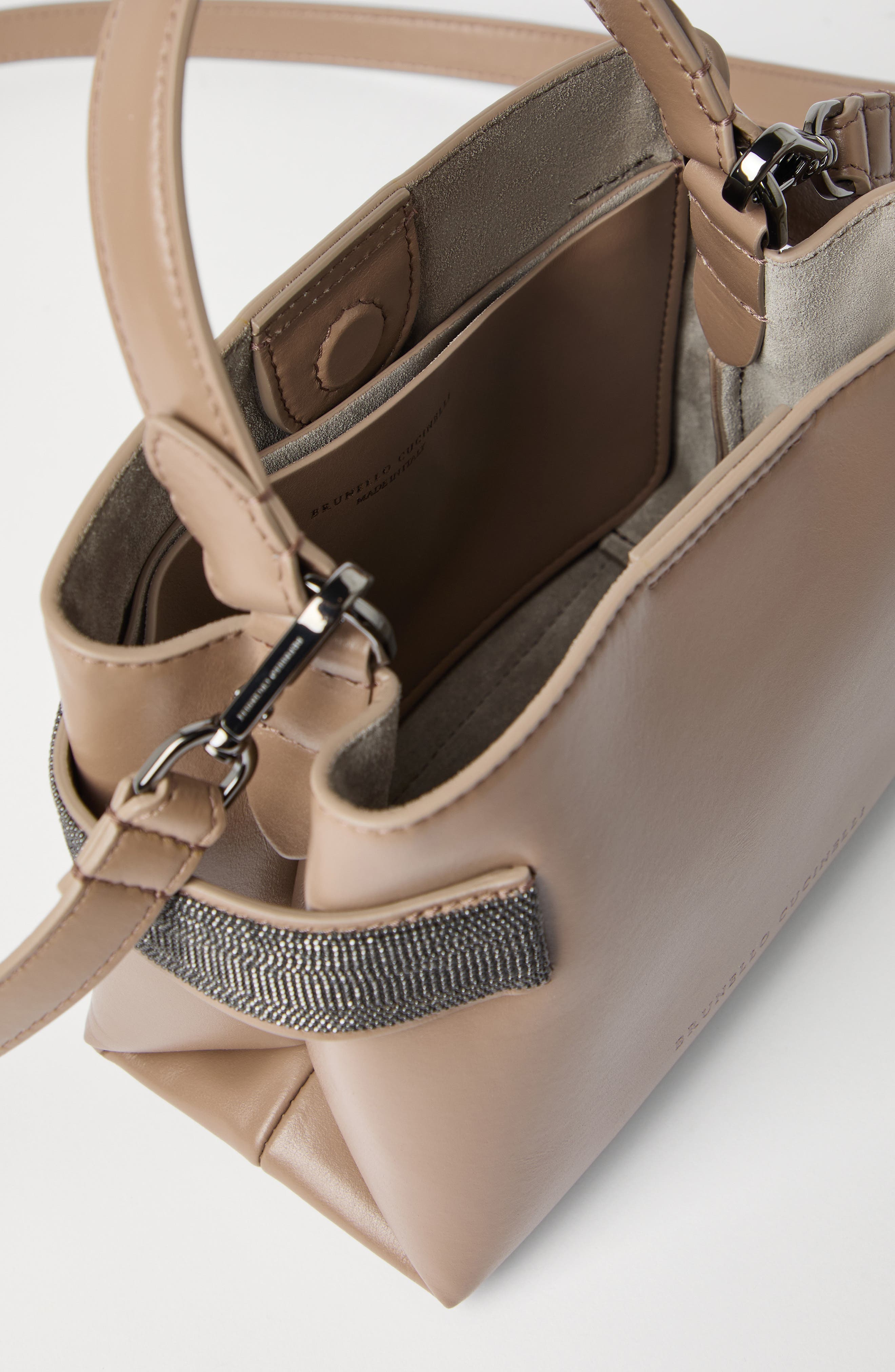 Brunello Cucinelli Small Top-Handle Essence bag, Alternate, color, Hazelnut