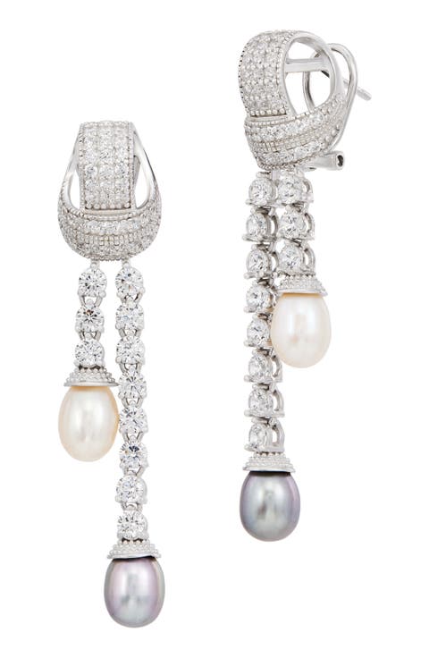 Cultured Pearl & Cubic Zirconia Drop Earrings