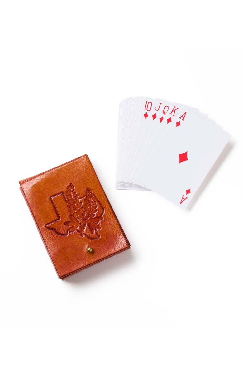 Matr Boomie Texas Bluebonnet Leather Playing Cards Set, Alternate, color, Red