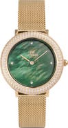 Daniel Wellington Crystal Bezel Evergold Green Mesh Strap Watch, 32mm