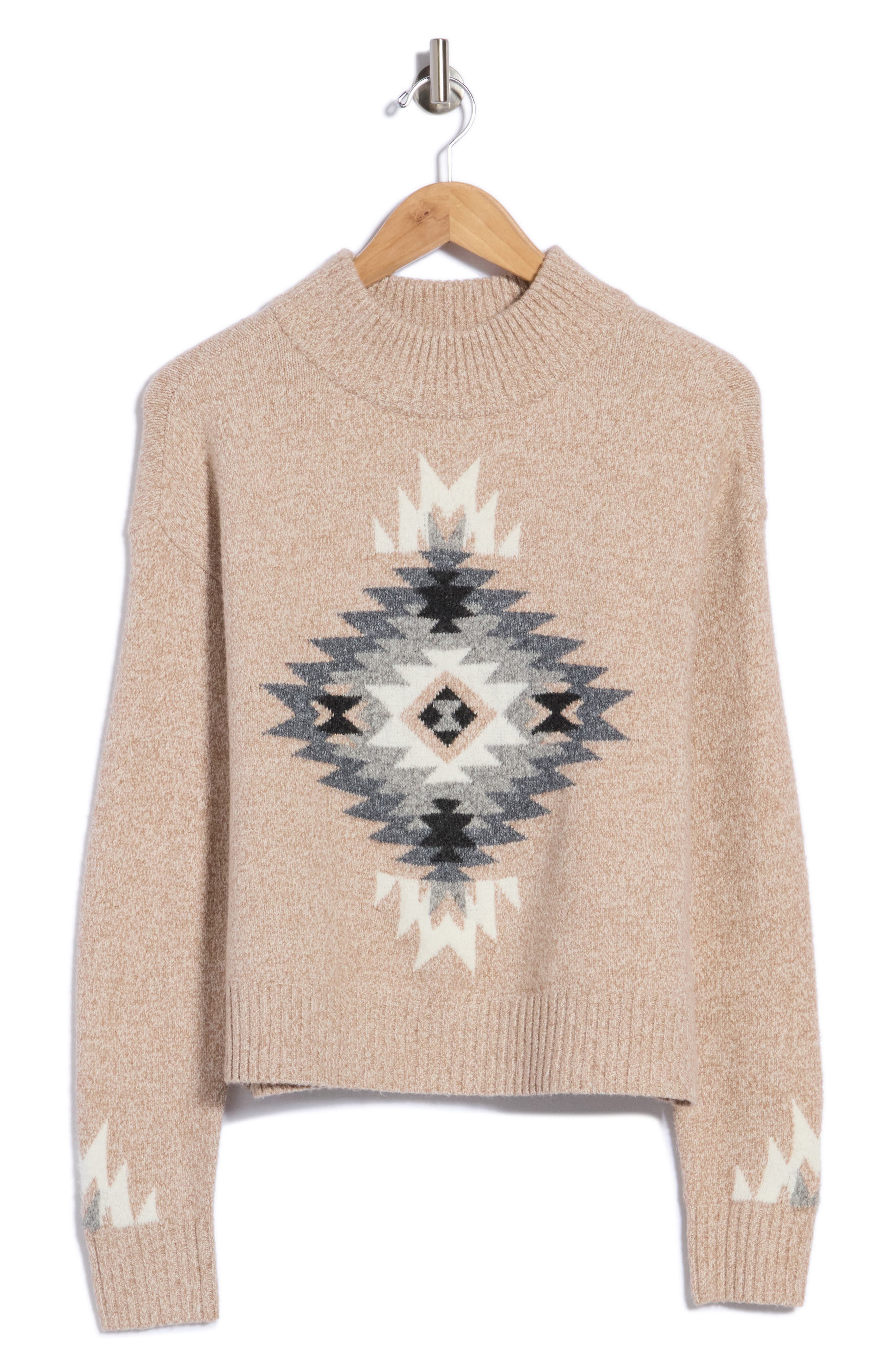 Pattern Mock Neck Sweater