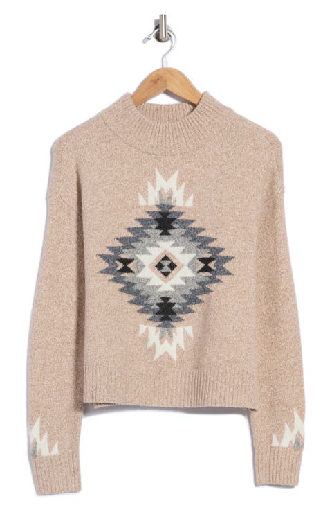 Pattern Mock Neck Sweater