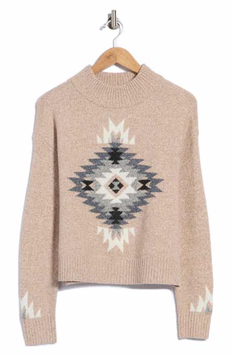 Pattern Mock Neck Sweater