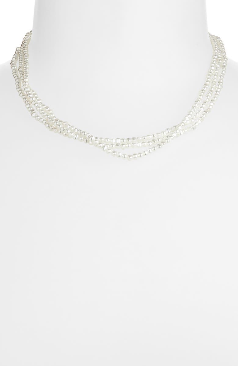Nordstrom Triple Strand Faux Pearl Necklace, Alternate, color, White- Gold