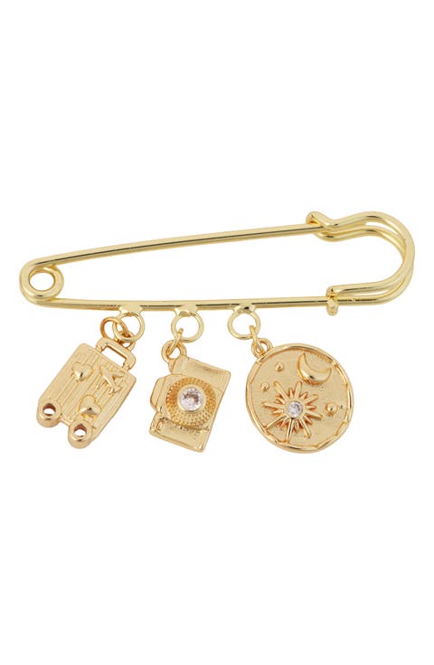 Travel Drops Safety Pin Brooch