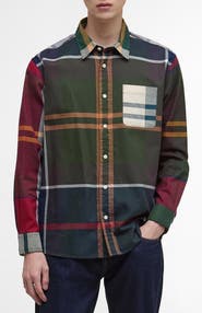 Barbour Oversize Patchwork Plaid Cotton Twill Button-Down Shirt