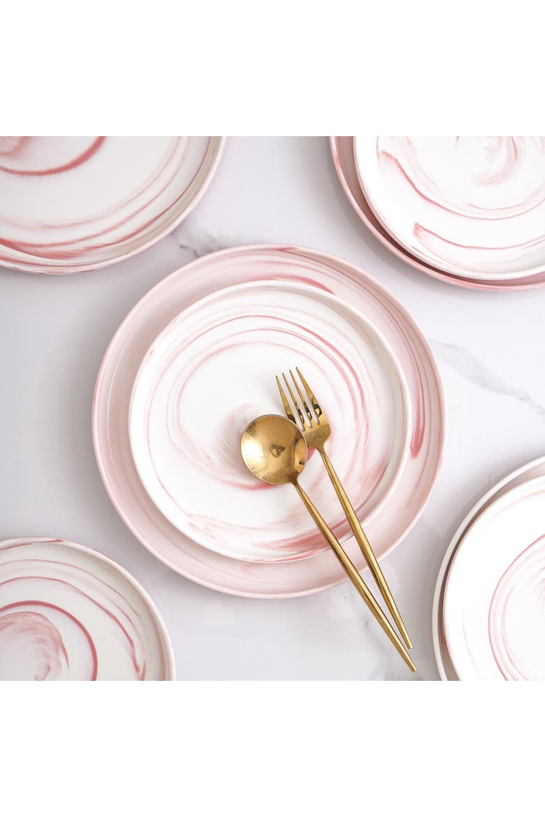 Brighton Porcelain 4-Piece Salad Plate Set, Alternate, color, Pink