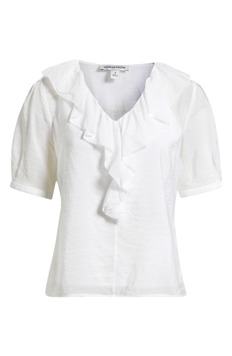 Nordstrom Ruffle Crinkle Semisheer Top, Alternate, color, White