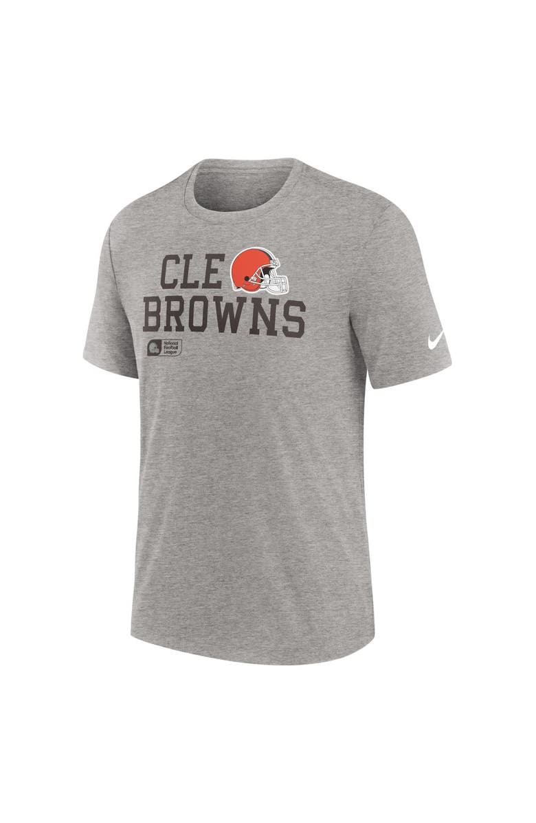 Nike Men's Nike Heather Gray Cleveland Browns Overlap Lockup Tri-Blend T-Shirt, Alternate, color, Heather Gray
