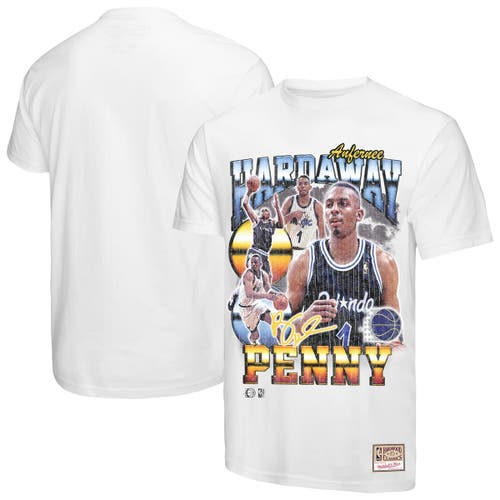 Mitchell & Ness Penny Hardaway White Orlando Magic Hardwood Classics Commemorative Player Collage T- In White