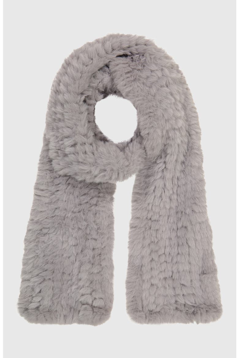 Fur-Free Rex Rabbit (Faux Fur) Knit Scarf, Alternate, color, LIGHT GRAY