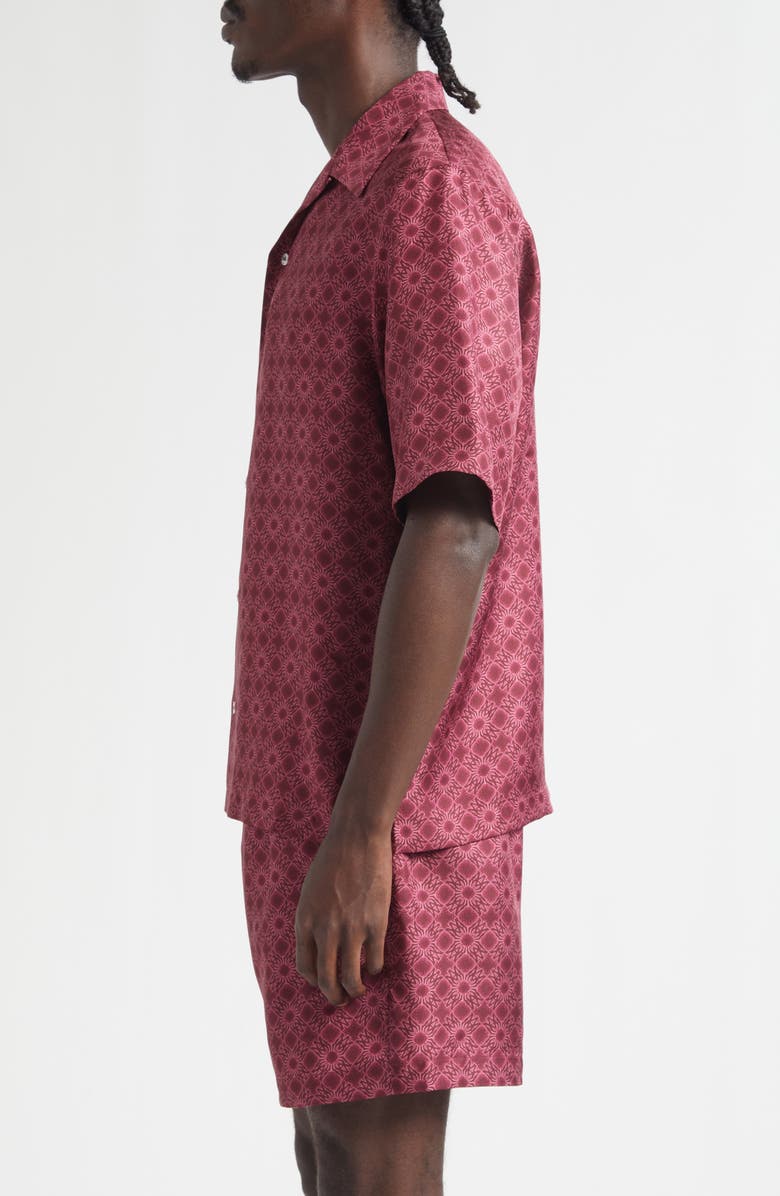 AMIRI MA Quad Silk Bowling Shirt, Alternate, color, Wine