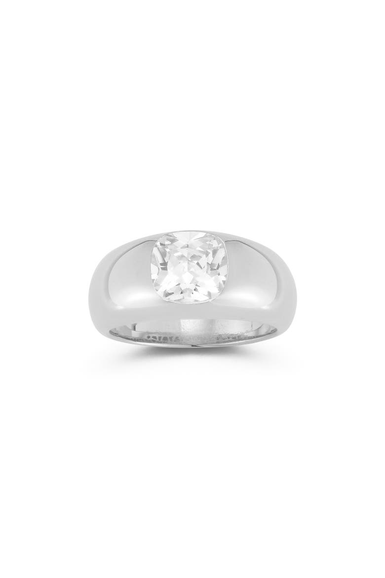 Cushion Cut Cubic Zirconia Dome Ring, Main, color, SILVER