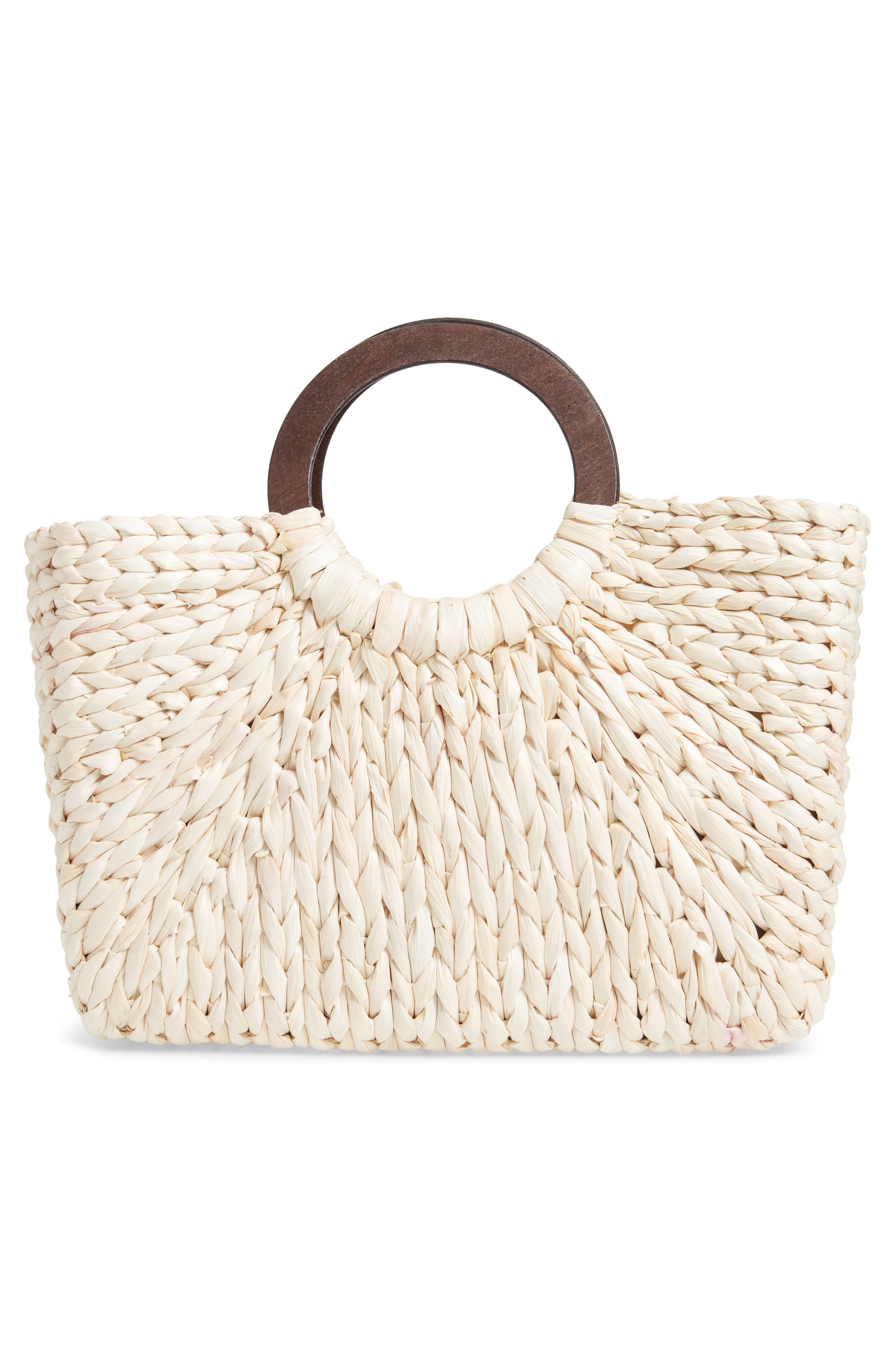 Straw Top Handle Tote, Alternate, color, WHITE