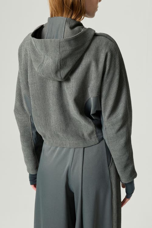 Nocturne Ribbed Zip-up Hoodie Jacket In Gray