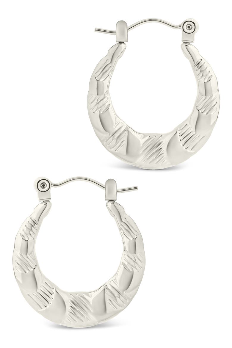 Amaryllis Hammered Hoop Earrings, Alternate, color, SILVER