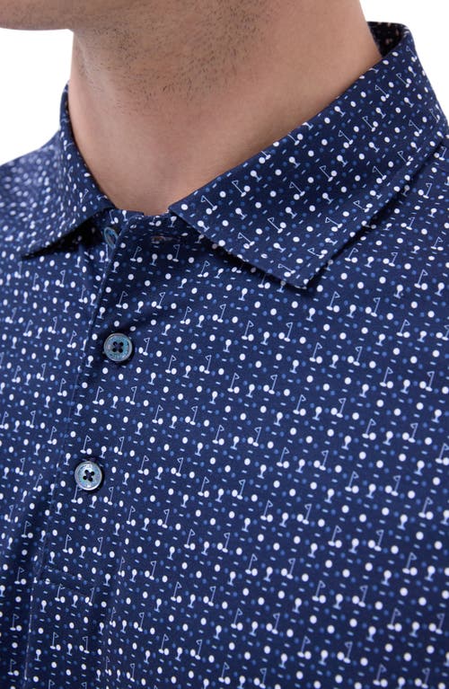 Bugatchi Victor Ooohcotton® Golf Print Polo In Navy