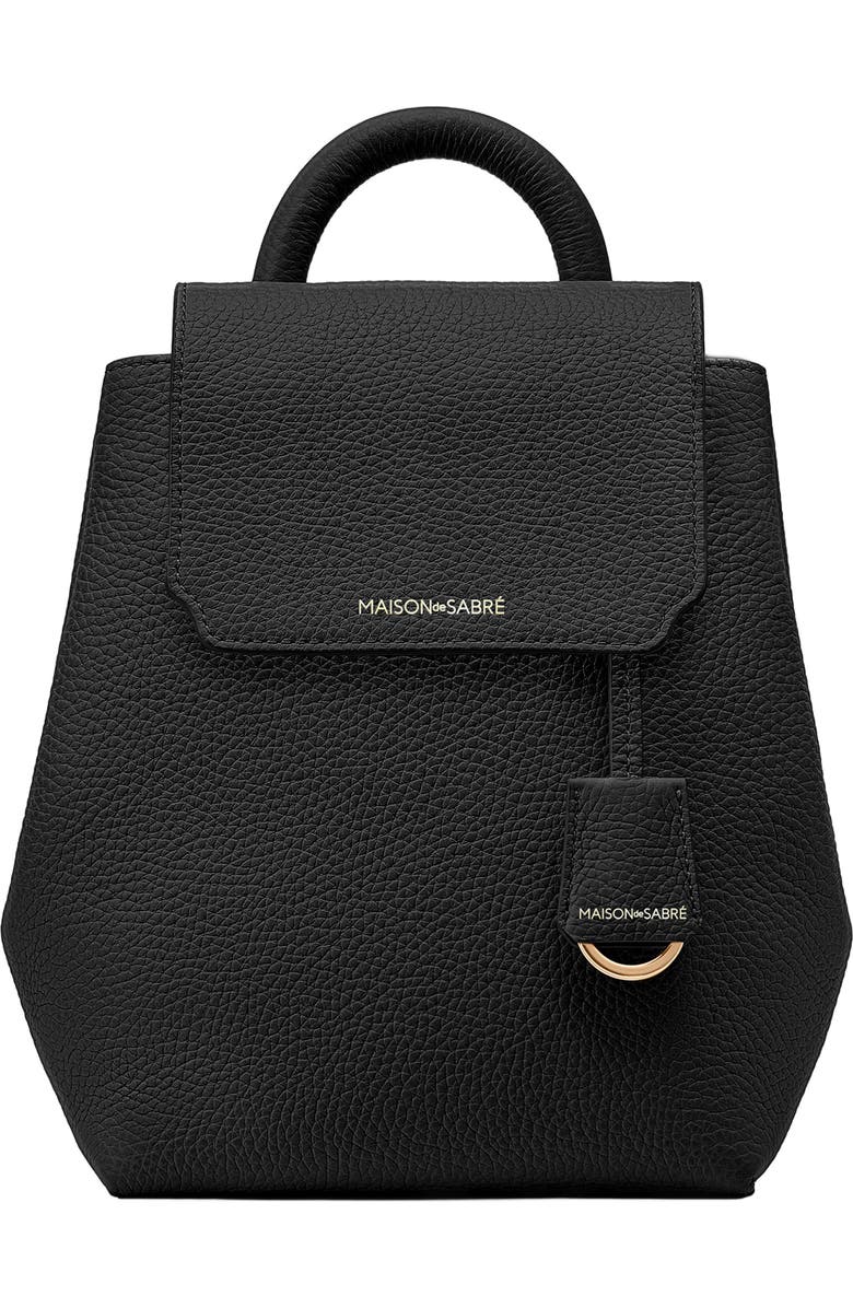 MAISON de SABRÉ Mini Soft Leather Backpack, Main, color, Black Caviar