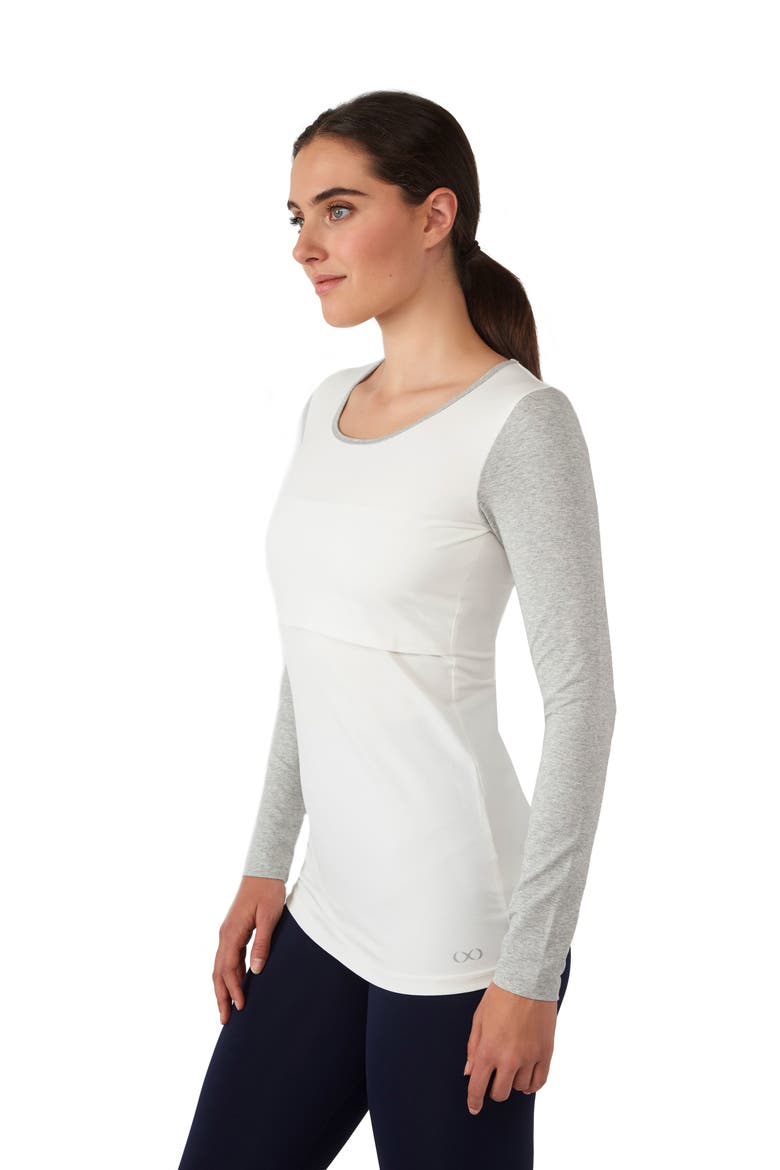 Maternity/Nursing Tee, Alternate, color, EGGSHELL/ GREYMIX MELANGE