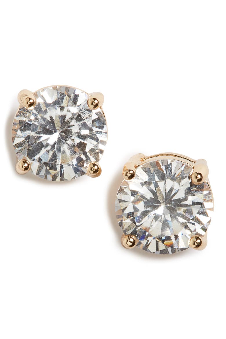 Cubic Zirconia Stud Earrings, Main, color, GOLD/ CRYSTAL