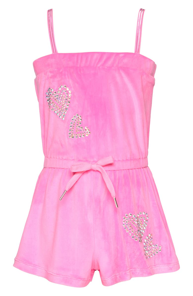 Hannah Banana Kids' Embellished Velour Romper, Main, color, Pink