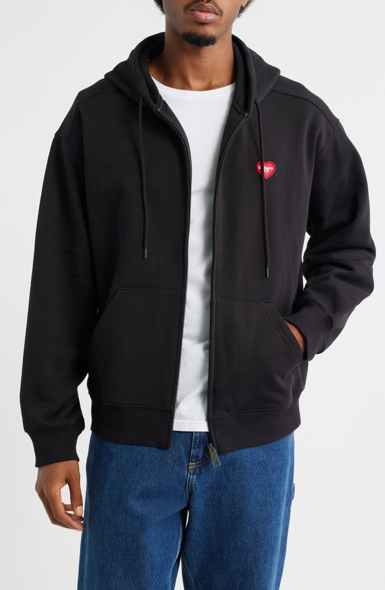 Carhartt Work In Progress Heart II Hartt Zip-Up Graphic Hoodie, Main, color, Black