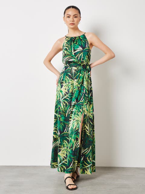 Painterly Tropical Midi Dress