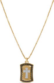 Haus of Brilliance 14K Yellow Gold Plated Sterling Silver 1/4 Cttw Diamond Cross Dog Tag Pendant Necklace