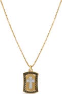 Haus of Brilliance 14K Yellow Gold Plated Sterling Silver 1/4 Cttw Diamond Cross Dog Tag Pendant Necklace