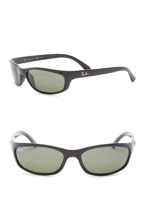 57mm Pillow Polarized Rectangle Sunglasses