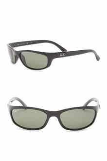 57mm Pillow Polarized Rectangle Sunglasses