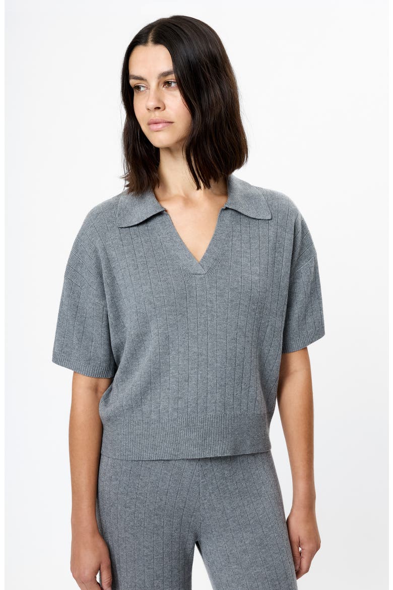 Javier Rib Knit Polo, Alternate, color, MED HEATHER GREY