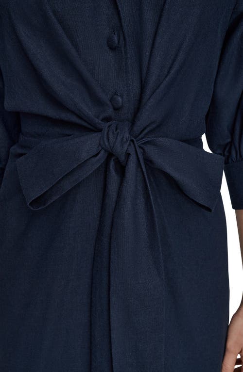 Donna Karan New York Linen Blend Midi Shirtdress In Blue