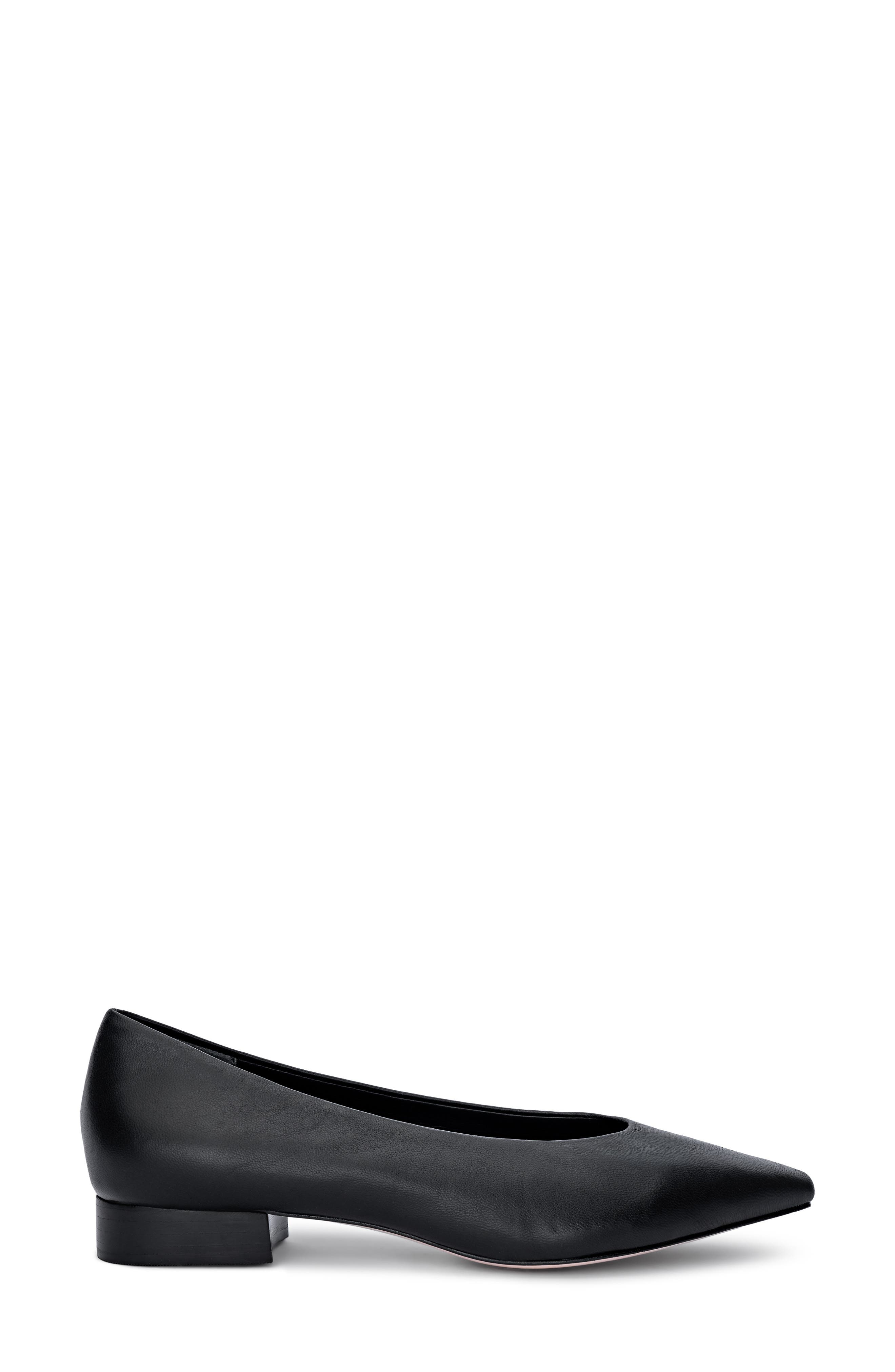 L'AGENCE Suzanne Pointed Toe Flat, Alternate, color, Black Leather