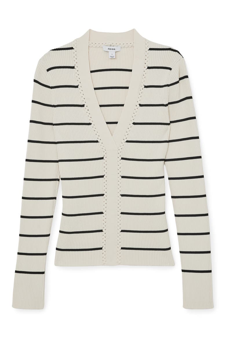 Lauralee Stripe Braid Trim Top, Alternate, color, IVORY/ BLACK