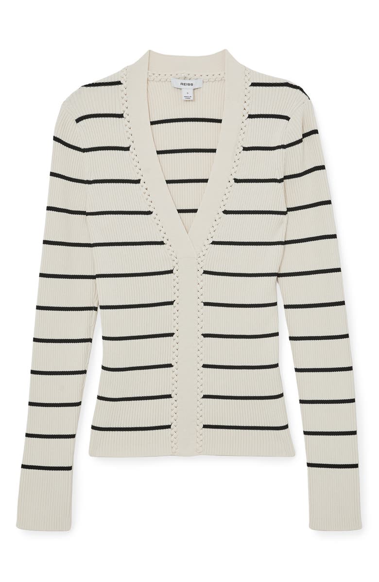 Reiss Lauralee Stripe Braid Trim Top, Alternate, color, Ivory/ Black
