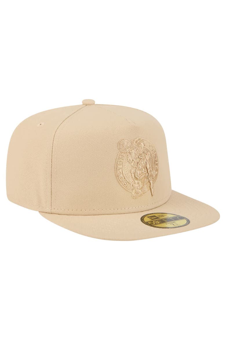 Men's New Era Khaki Boston Celtics Color Pack A-Frame 59FIFTY Fitted Hat, Alternate, color, Khaki