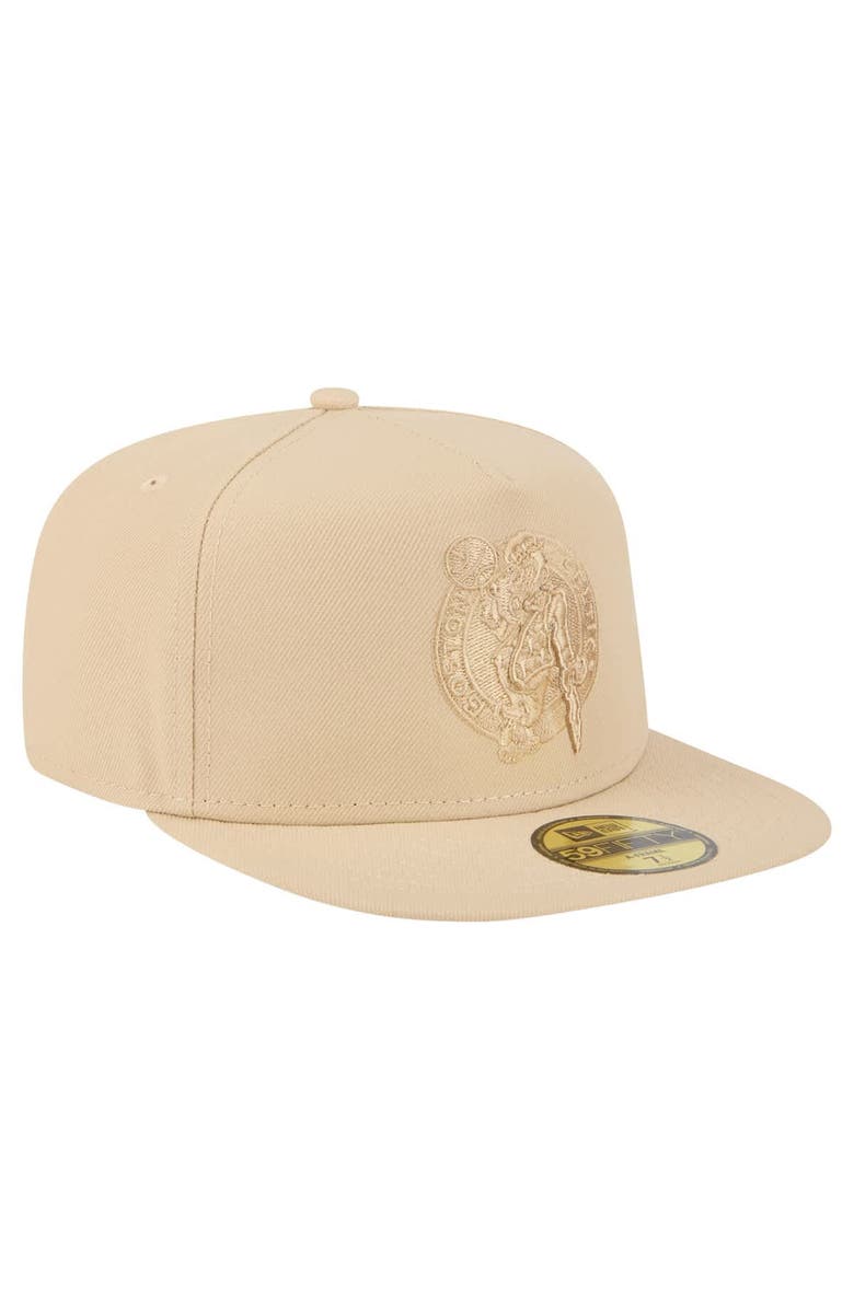 New Era Men's New Era Khaki Boston Celtics Color Pack A-Frame 59FIFTY Fitted Hat, Alternate, color, Khaki