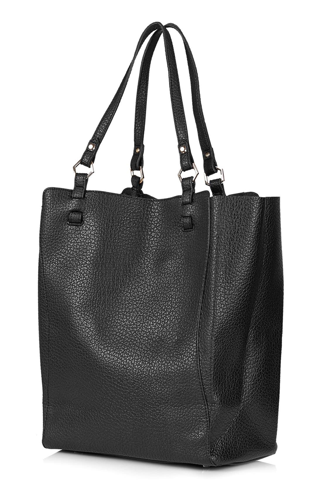 Topshop 'Hex' Faux Leather Tote, Alternate, color, 