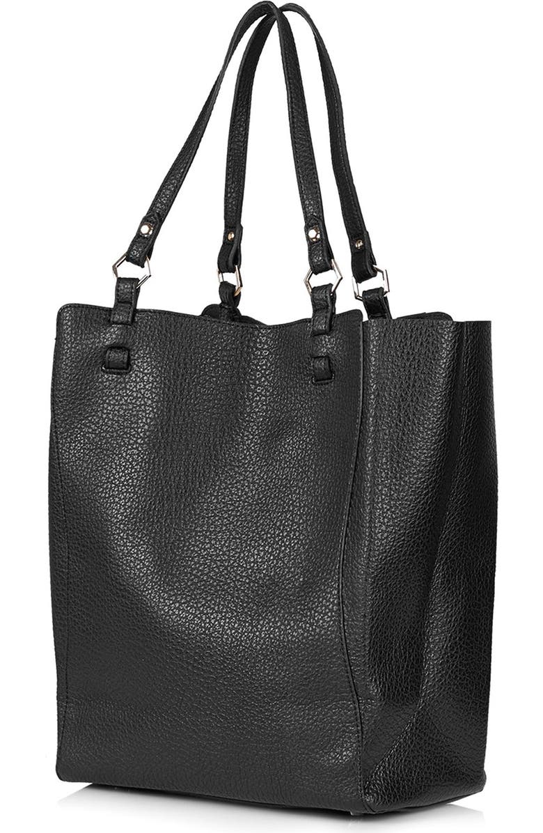 Topshop 'Hex' Faux Leather Tote, Alternate, color,