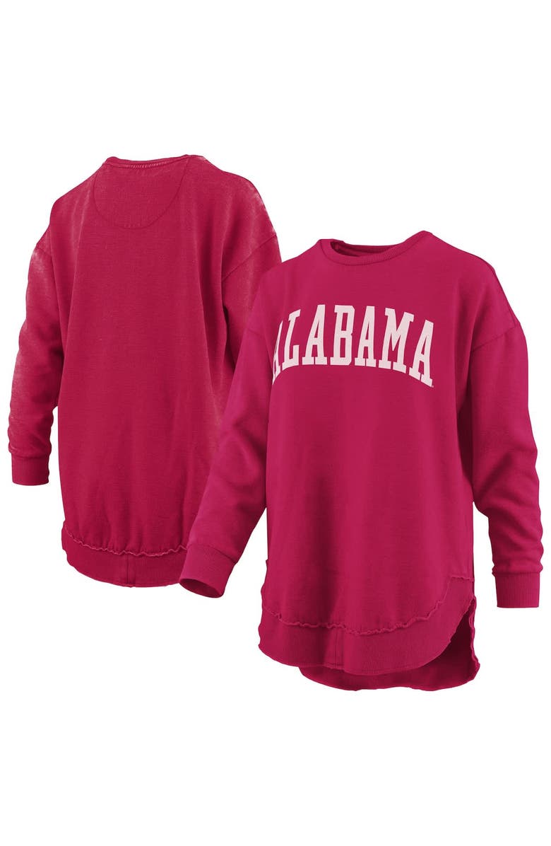 PRESSBOX Women's Pressbox Crimson Alabama Crimson Tide Melange Poncho Vintage Fleece Long Sleeve Pullover Sweatshirt, Alternate, color, Crimson