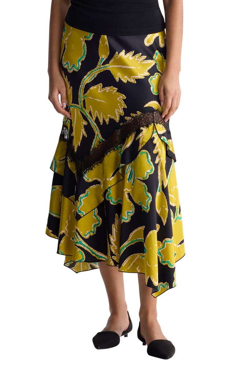 Sylvie Asymmetric Midi Skirt, Main, color, CERA FLOWER GIANT BRINE