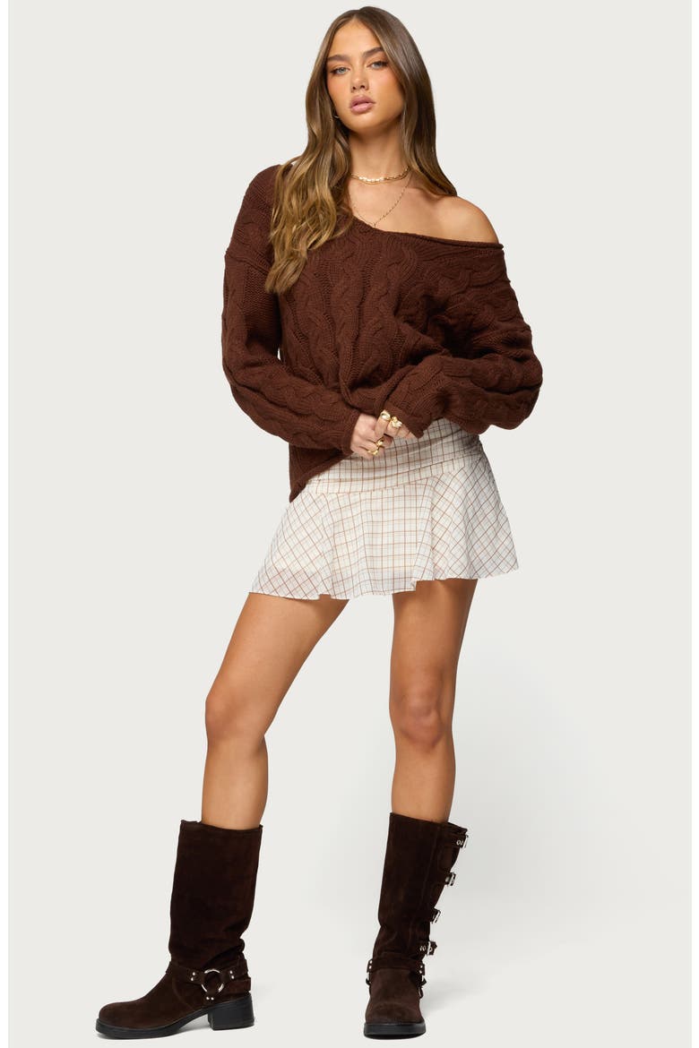 Lulah Plaid Miniskirt, Alternate, color, CREAM
