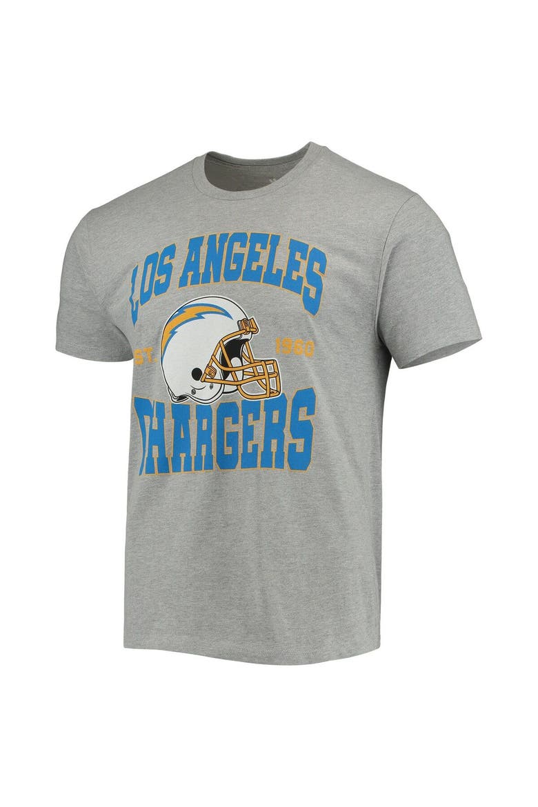 Men's Junk Food Heathered Gray Los Angeles Chargers Helmet T-Shirt, Alternate, color, Heather Gray