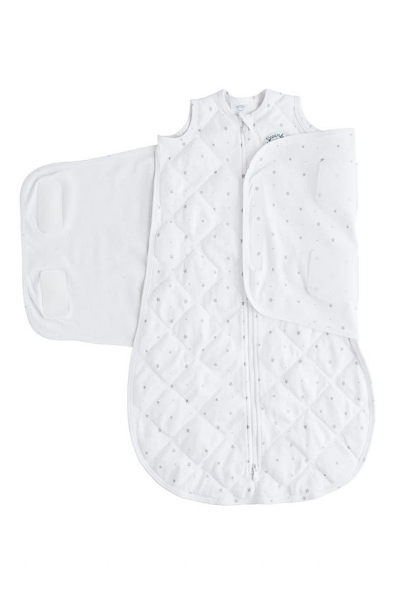 Dream Weighted Wearable Blanket, Main, color, WHITE WITH GRAY STARS
