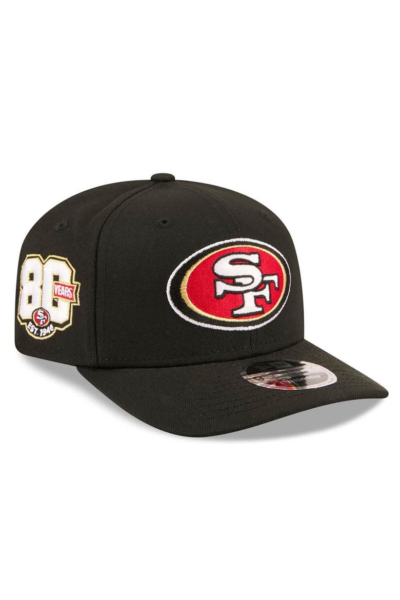 Men's New Era Black San Francisco 49ers 80th Anniversary 9SEVENTY Adjustable Hat, Main, color, Black