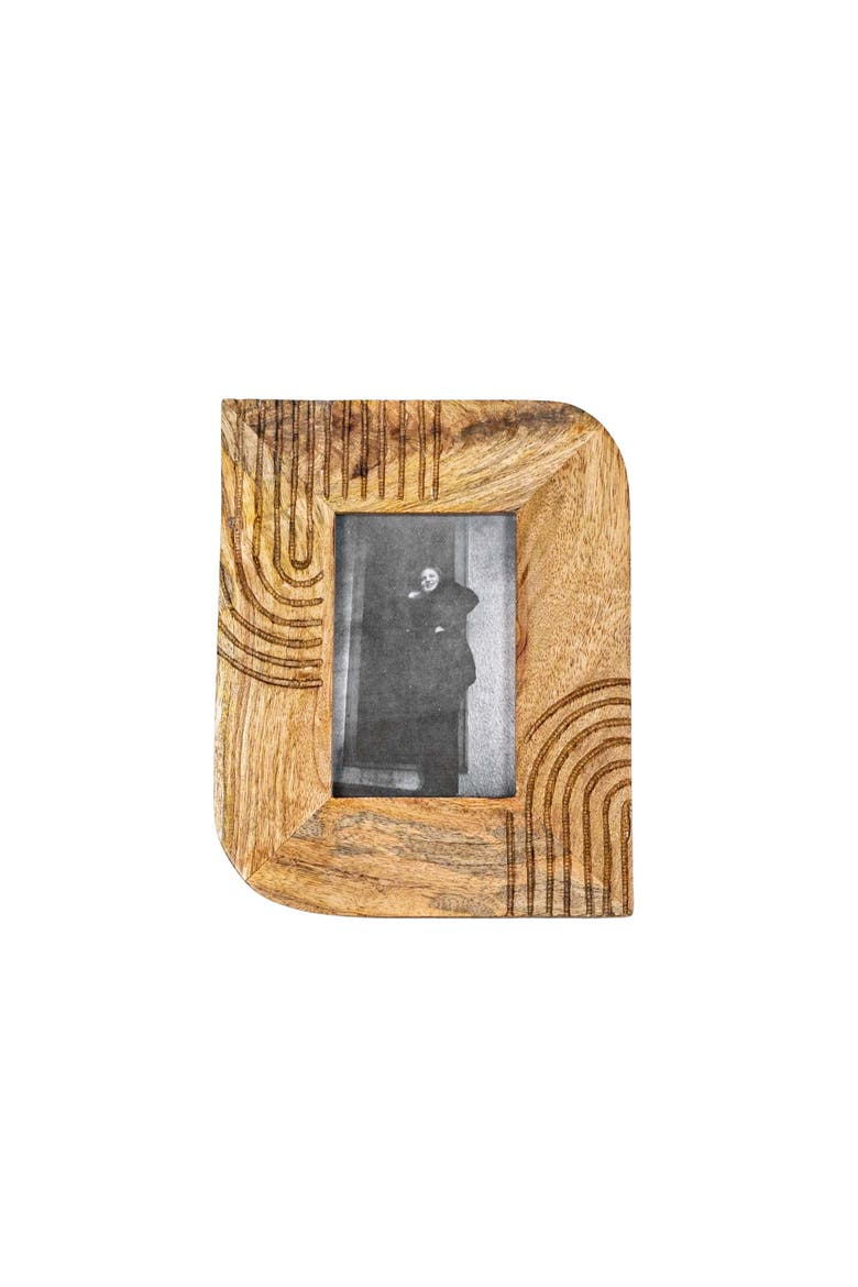 4x6 Inch Carved Arch Mango Wood Picture Frame, Main, color, Brown