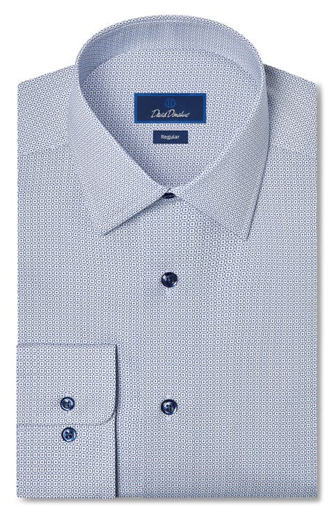 Regular Fit Micro Geometric Print Dress Shirt