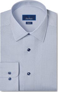 David Donahue Regular Fit Micro Geometric Print Dress Shirt