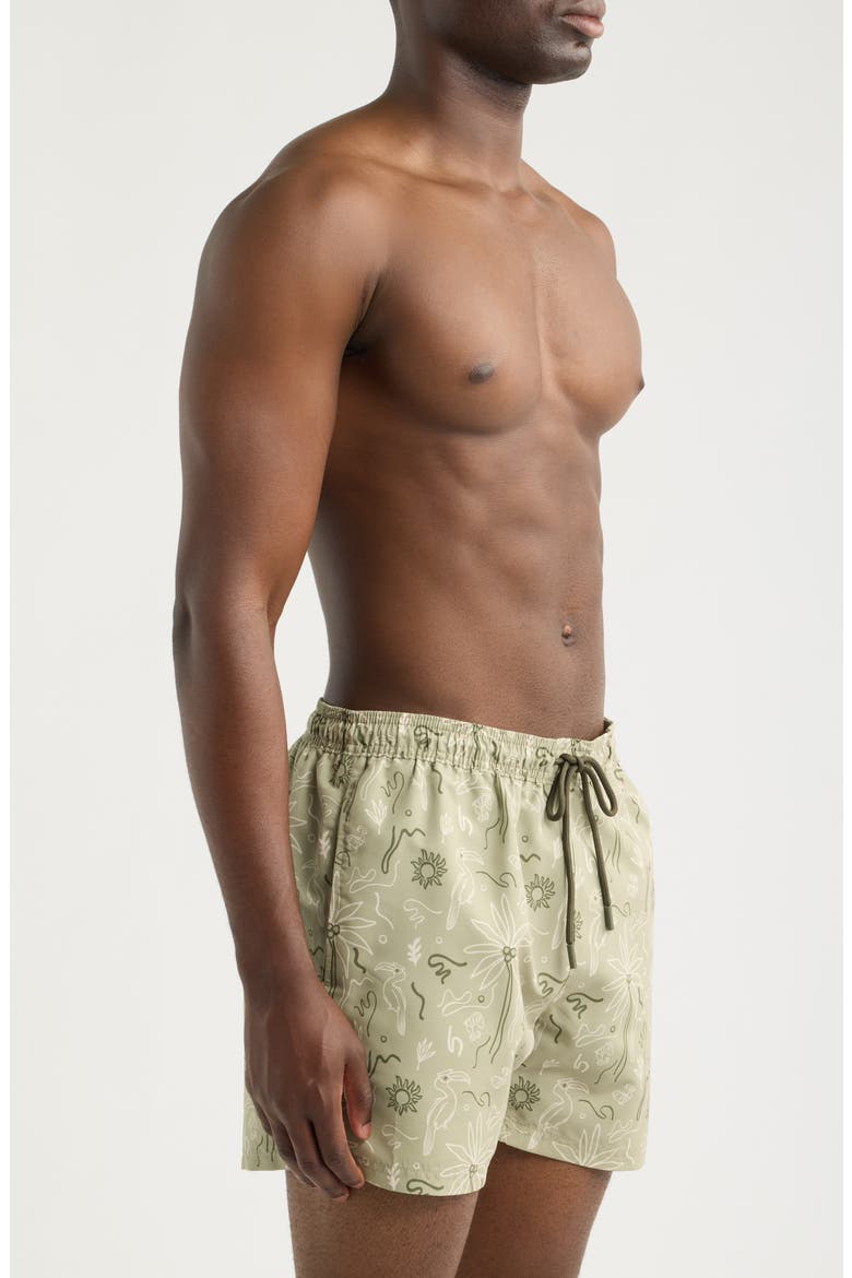 Lightfish Print Swim Trunks, Alternate, color, DARK BEIGE